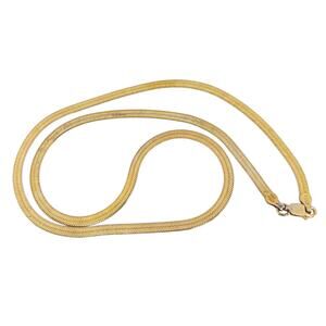 Vintage Sterling Silver 925 Gold Tone Herringbone Chain Necklace 18"